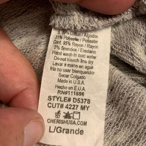 Cherish Gray and Black Long Sleeve Tunic Sz L - Picture 3 of 5